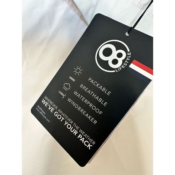 O8 White Half Zip Windbreaker Jacket Hampton All Star Size XS - Picture 4 of 7